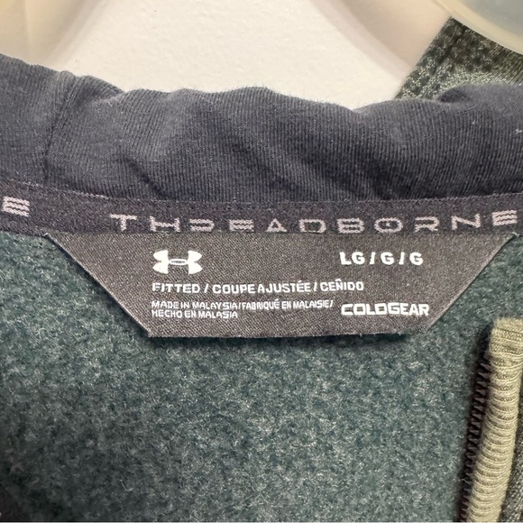 Under Armour Threadborne 1/2 Zip Hoodie Hooded Sweatshirt Camo Green Coldgear LG - Picture 6 of 9